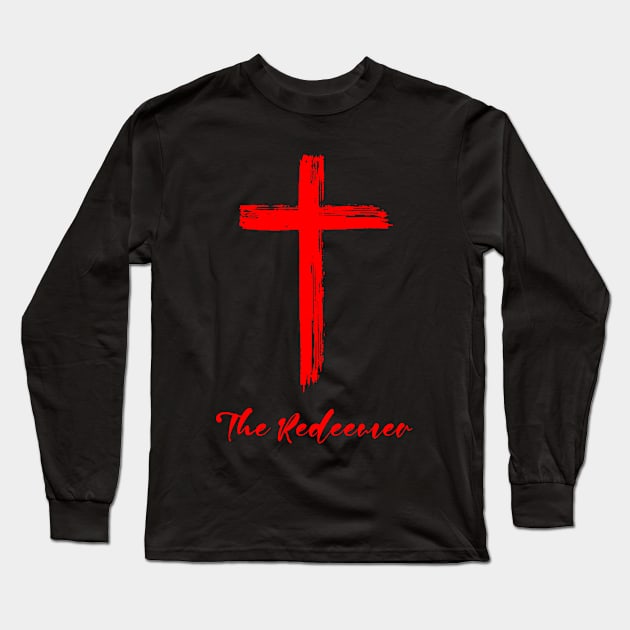 Jesus christ - the redeemer - red design with a cross symbol  | Christian Christianity designs. Long Sleeve T-Shirt by ZechJohn